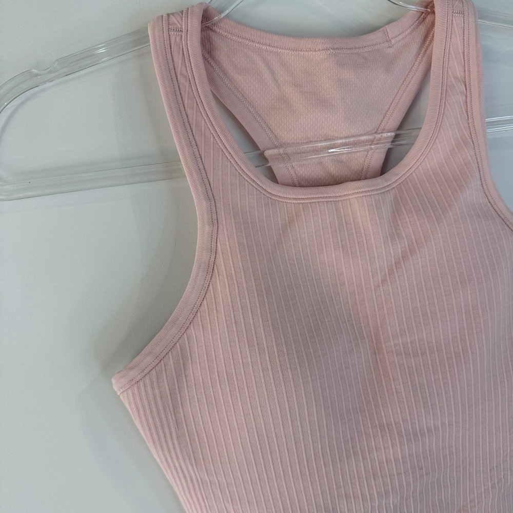 Lululemon Ebb to Street Tank Top Women 6 Pink High Neck Ribbed LW1CJUS - Picture 3 of 7